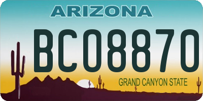 AZ license plate BCO8870