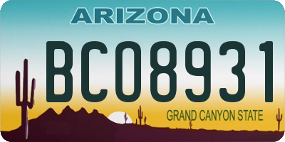 AZ license plate BCO8931