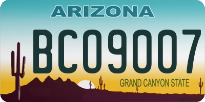 AZ license plate BCO9007