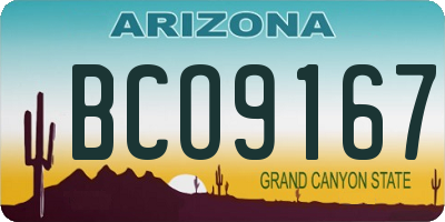 AZ license plate BCO9167