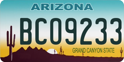 AZ license plate BCO9233