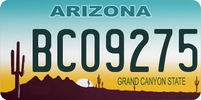 AZ license plate BCO9275