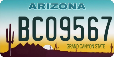 AZ license plate BCO9567