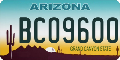 AZ license plate BCO9600