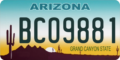 AZ license plate BCO9881