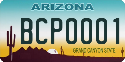 AZ license plate BCP0001