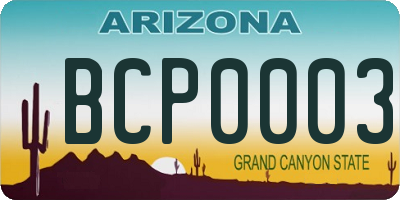 AZ license plate BCP0003