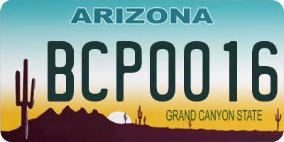 AZ license plate BCP0016