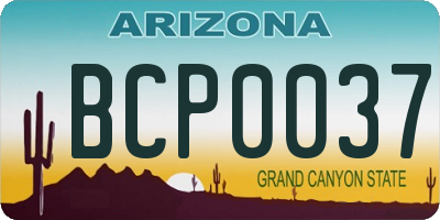 AZ license plate BCP0037