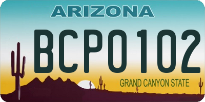 AZ license plate BCP0102