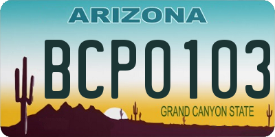 AZ license plate BCP0103