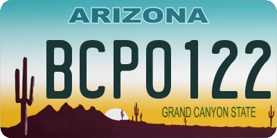 AZ license plate BCP0122