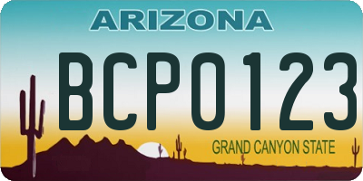 AZ license plate BCP0123