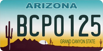 AZ license plate BCP0125