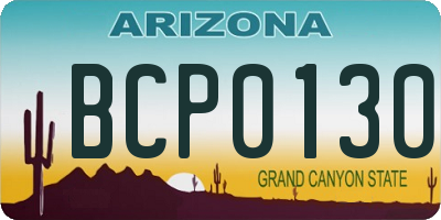 AZ license plate BCP0130