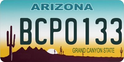 AZ license plate BCP0133