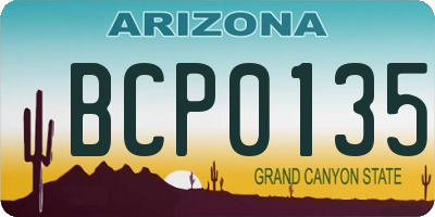 AZ license plate BCP0135