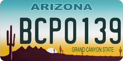 AZ license plate BCP0139