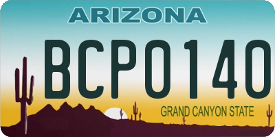 AZ license plate BCP0140