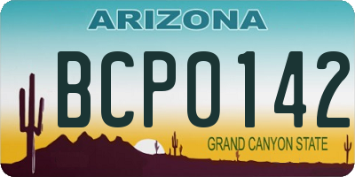 AZ license plate BCP0142