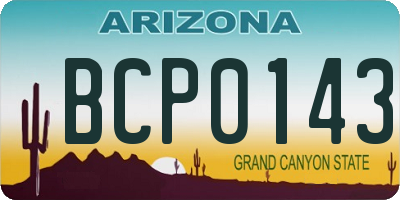 AZ license plate BCP0143