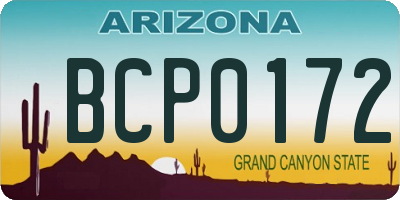 AZ license plate BCP0172