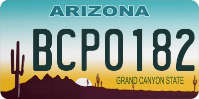 AZ license plate BCP0182