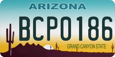 AZ license plate BCP0186