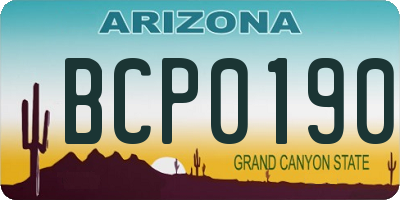 AZ license plate BCP0190