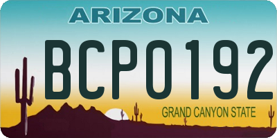 AZ license plate BCP0192