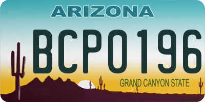 AZ license plate BCP0196