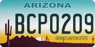 AZ license plate BCP0209