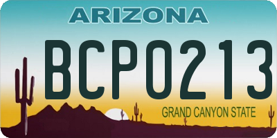 AZ license plate BCP0213