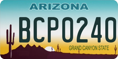 AZ license plate BCP0240