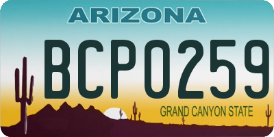 AZ license plate BCP0259