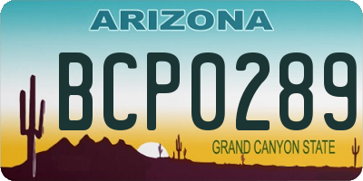 AZ license plate BCP0289