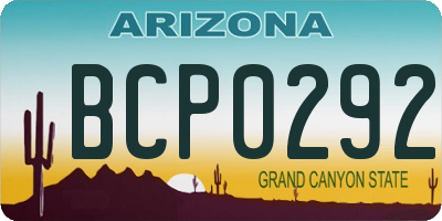 AZ license plate BCP0292