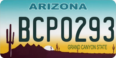 AZ license plate BCP0293