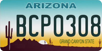 AZ license plate BCP0308