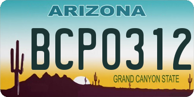 AZ license plate BCP0312