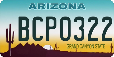 AZ license plate BCP0322