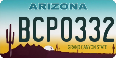 AZ license plate BCP0332