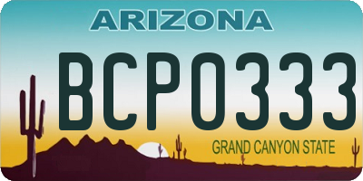 AZ license plate BCP0333