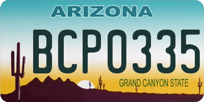 AZ license plate BCP0335