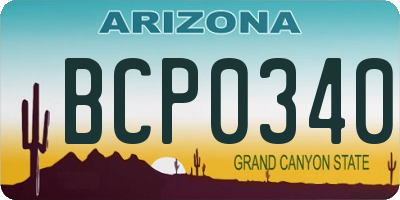 AZ license plate BCP0340