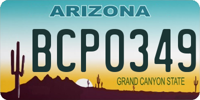 AZ license plate BCP0349