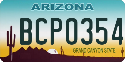 AZ license plate BCP0354