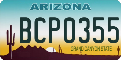 AZ license plate BCP0355