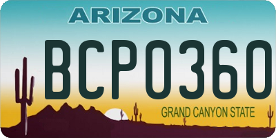 AZ license plate BCP0360