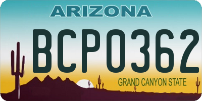 AZ license plate BCP0362